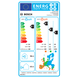 Bosch Climate 3200i, 12000 BTU, Clasa A++/A+, Wi-Fi Ready, Inverter, Ionizare