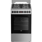 Aragaz Beko FSMT52320DXON, Mixt, 4 arzatoare, Sistem de siguranta, Aprindere integrata, SteamShine Cleaning, 3D Cooking, Grill, Rotisor, Clasa A, 50 cm, Inox