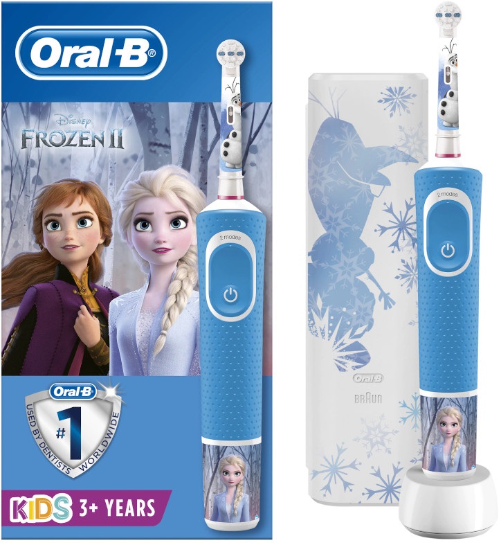 Oral-B Periuta de dinti electrica Vitality Frozen pentru copii, Albastru + Trusa de calatorie