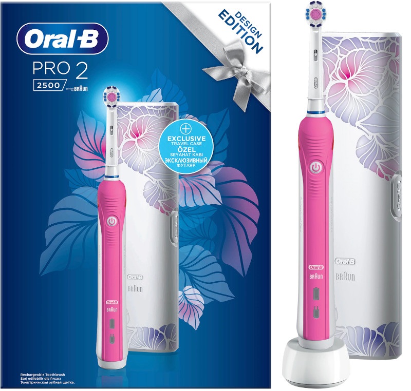 Oral-B Periuta de dinti electrica Pro 2 2500 Design Edition 3D White, Roz