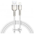 Cablu de date / adaptor Baseus Cafule Metal CALJK-A02, USB Male la Lightning Male, 1 m, White