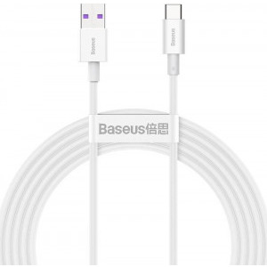 Cablu de date / adaptor Baseus Superior Series CATYS-02, USB Male la USB-C Male, 1 m, White, amperaj maxim suportat 6A