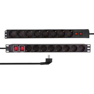 Priza/prelungitor Logilink 16x Schuko, 2m, Two Pack, Black