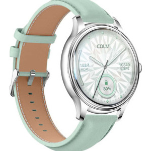 SmartWatch COLMi L28 argintiu-verde, curea din piele verde
