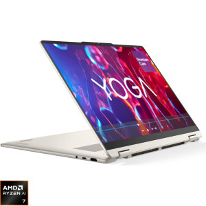 Laptop Lenovo 16'' Yoga 7 2-in-1 16AGP11, WUXGA OLED Touch, Procesor AMD Ryzen™ AI 7 445 (8M Cache, up to 4.6 GHz), 24GB LPDDR5X, 1TB SSD, AMD Radeon 840M, No OS, Seashell, 3Yr Onsite Premium Care