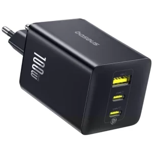Incarcator retea Baseus EnerFill FE11, 2x USB-C, 1x USB, Quick Charge 100 W, GaN, Black