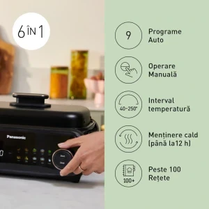 Panasonic Gratar electric multifunctional 6-in-1 NF-GM600KXE, 1524W, 2.5L, Negru