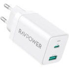 Incarcator retea RP-PC171, 1x USB-C, 1x USB, Quick Charge, 45 W, GaN, White
