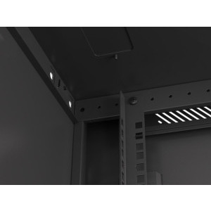 Lanberg WF01-6627-10B 27U, Wall mount, 600 x 600, Glass door, Negru