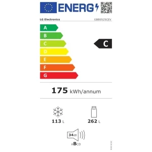 LG GBBS525CEV, 375 L, Clasa C, No Frost, Inverter, AI Fresh, LinearCooling, DoorCooling+, Fresh Converter, ThinQ, Control electronic, 203 cm, Negru