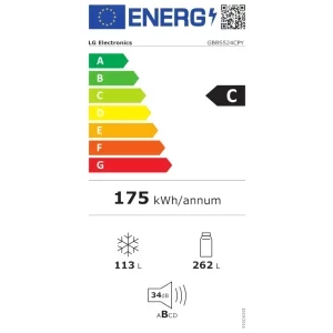 LG GBBS524CPY, 375 L, Clasa C, No Frost, Inverter, AI Fresh, LinearCooling, DoorCooling+, Fresh Balancer, Fresh Converter, ThinQ, Control electronic, 203 cm, Argintiu