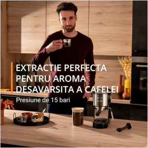 Krups manual Virtuoso Essential XP441810, 1350W, 15bar, 1L, Negru/Argintiu