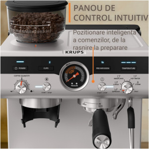 Krups manual Precision XP801T10, 1000W, 15bar, Negru/Argintiu