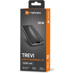 Natec Trevi Slim Q V2 10000 mAh USB-C 20W + USB-A 18W + USB-C - USB-C