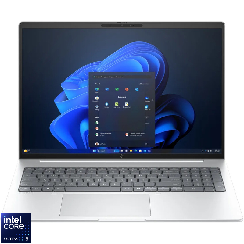 Laptop HP 16'' EliteBook 8 G1i 16, WUXGA IPS, Procesor Intel® Core™ Ultra 5 228V (8M Cache, up to 4.50 GHz), 32GB LPDDR5X, 1TB SSD, Intel Arc 130V, Win 11 Pro, Glacier Silver