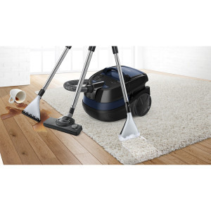 Bosch multifunctional cu spalare Wet&Dry BWD41700, 1700W, sac 2.5L, rezervor apa 5L, perie tapiterie, perie mobilier, duza pentru spatii ingustefiltru HEPA-lavabil, Negru, cu sac