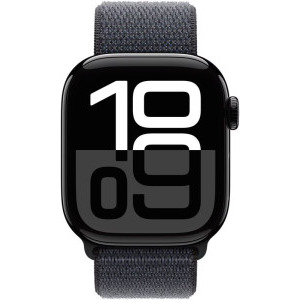 Apple Watch Series 10, Cellular, 42mm Carcasa Aluminium Jet Black, Ink Sport Loop
