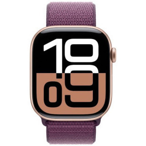 Apple Watch Series 10, Cellular, 42mm Carcasa Aluminium Rose Gold, Plum Sport Loop