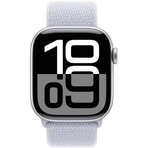 Apple Watch Series 10, Cellular, 46mm Carcasa Aluminium Silver, Blue Cloud Sport Loop
