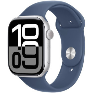 Apple Watch Series 10, 46mm Carcasa Aluminium Silver, Denim Sport Band - M/L
