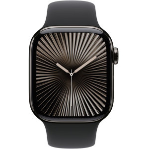 Apple Watch Series 10, 42mm Carcasa Titanium Slate, Black Sport Band - M/L, GPS + Cellular