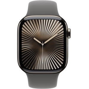 Apple Watch Series 10, 46mm Carcasa Titanium Natural, Stone Grey Sport Band - M/L, GPS + Cellular