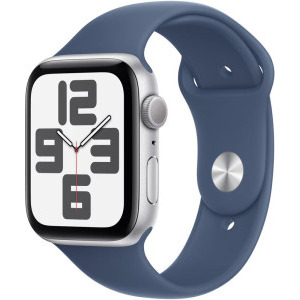 SmartWatch Apple Watch SE (2024), GPS, 44mm Aluminium Silver cu Denim Sport Band - S/M