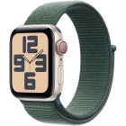 SmartWatch Apple Watch SE (2024), 44mm Aluminium Starlight cu Lake Green Sport Loop, GPS + Cellular