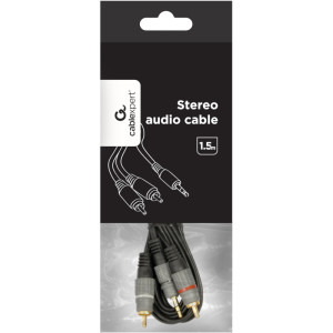 Gembird Jack 3.5 mm Male - 2x RCA Male, 1.5m, negru-gri