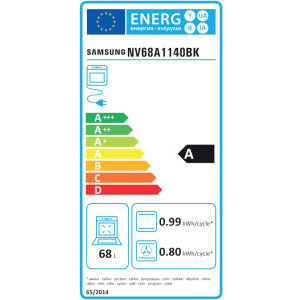 Samsung NV68A1140BK/OL, Electric, 68 L, Autocuratare catalitica, True Convection, Clasa A, Negru