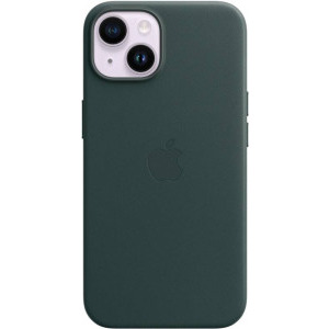 Apple Protectie pentru spate, material piele, cu MagSafe pentru iPhone 14 Plus, culoare Forest Green
