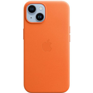 Apple Protectie pentru spate, material piele, cu MagSafe pentru iPhone 14 Plus, culoare Orange