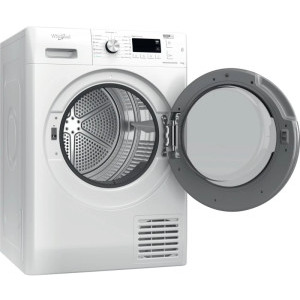 Whirlpool FFTM119X3BXYEE, Pompa de caldura, 9 kg, Clasa C, Inverter, FreshCare+, 6th Sense, Alb