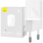 Incarcator retea Baseus GaN5, 1x USB-C, Fast Charger 30W, White