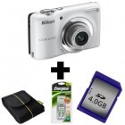Nikon COOLPIX L25 alb + card 4GB + Promo Nikon - geanta Pounch L series + incarcator Energizer cu 2 acumulatori