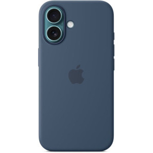 Apple Protectie pentru spate, material silicon, cu MagSafe pentru iPhone 16, culoare Denim