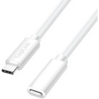 Cablu de date / adaptor Logilink CU0220, USB-C Male la USB-C Female, 100 W, 1 m, White