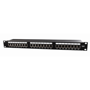 Accesoriu retea Gembird Patch panel 19 inch 24 Port CAT6 FTP shielded rear cable management Black