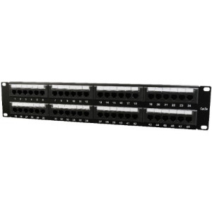 Gembird Patch panel 19 inch 48 Port CAT5e rear cable management Black