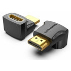 Adaptor Vention 1x HDMI Male - 1x HDMI Female, Conector 270 grade, Negru