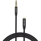 Cablu audio Vention Jack 3.5 mm Male - Jack 3.5 mm Female, 1.5m, negru