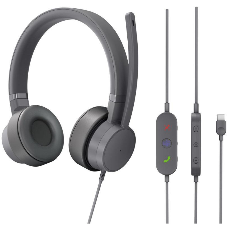 Casti Lenovo Office/Call Center, Go Wired ANC Storm Grey