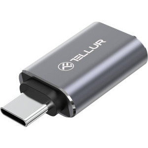 Tellur Adaptor USB-C Male la USB Female, 10Gbps, 3A, Grey