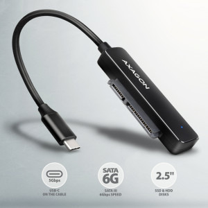 AXAGON 1x USB Tip C 3.2 Male - 1x SATA-III 2.5 inch HDD/SSD Female, 0.2 m, negru