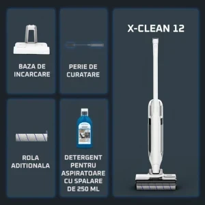 Rowenta X-Clean 12 GZ7267E0, vertical cu mop, 230W, 0.79L, Alb