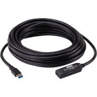 Cablu periferice ATEN USB tip A 3.2 Gen 1 Male la USB-C 3.2 Gen 1 Female, 10 m, Repeater activ, Negru
