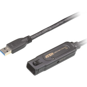 ATEN UE3315A USB tip A 3.2 Gen 1 Male la USB tip A 3.2 Gen 1 Female, 15 m, Repeater activ, Negru