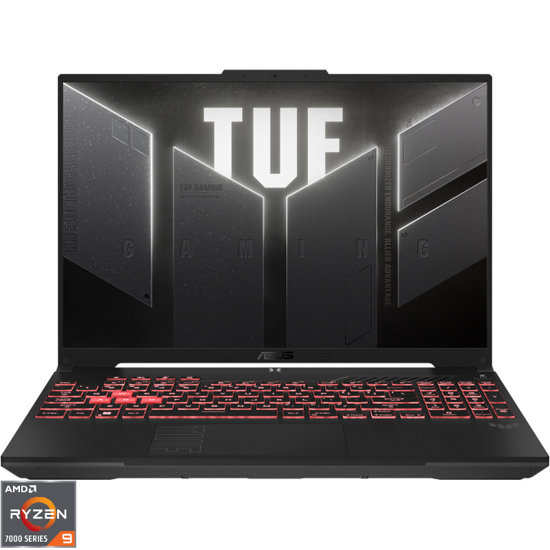 Laptop ASUS Gaming 16'' TUF A16 FA607PV, FHD+ 165Hz, Procesor AMD Ryzen™ 9 7845HX (64M Cache, up to 5.2 GHz), 16GB DDR5, 1TB SSD, GeForce RTX 4060 8GB, No OS, Mecha Gray
