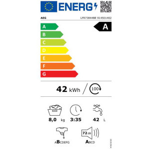 AEG LFR73844BE, 8 kg, 1400 RPM, Clasa A, ProSense, ProSteam, EcoInverter, Alb