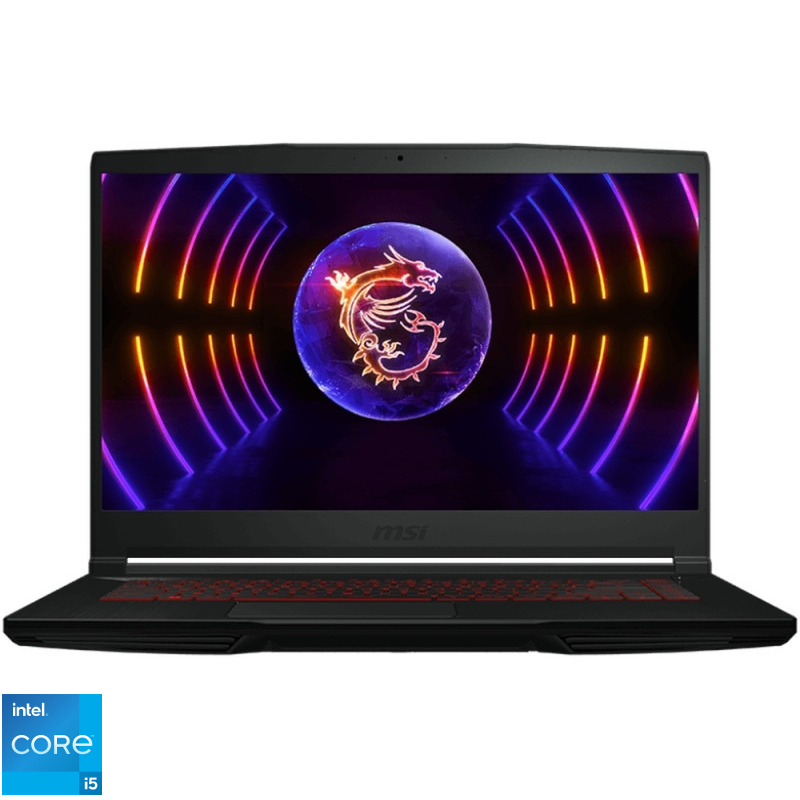 Laptop MSI Gaming 15.6'' Thin GF63 12VF, FHD 144Hz, Procesor Intel® Core™ i5-12450H (12M Cache, up to 4.40 GHz), 16GB DDR4, 1TB SSD, GeForce RTX 4060 8GB, Free DOS, Black